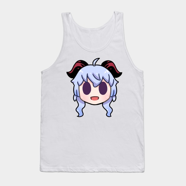 Genshin Impact Ganyu chibi head Tank Top by Oricca